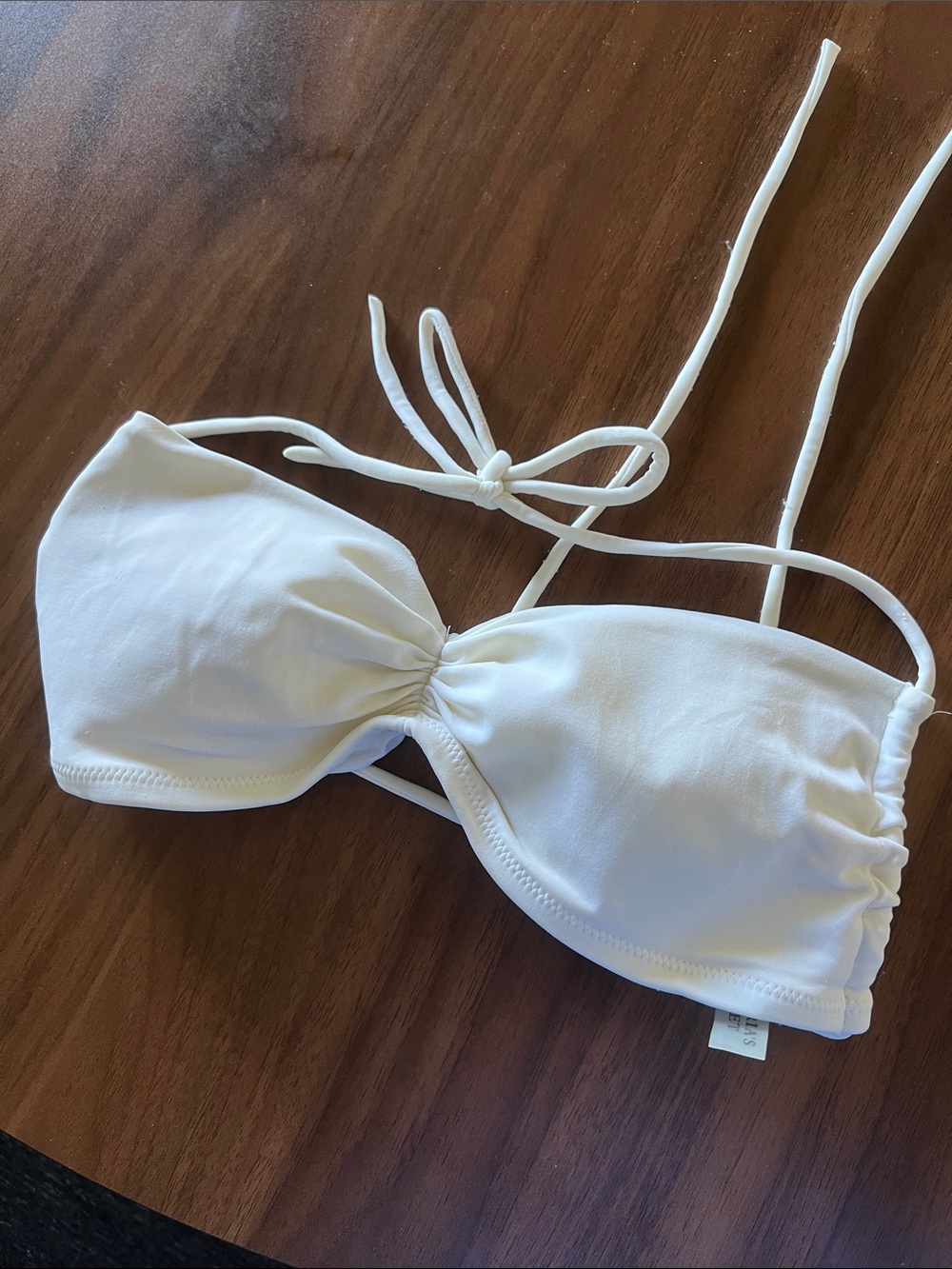 Victoria’s Secret White Bandeau Bikini Top with Tie Straps